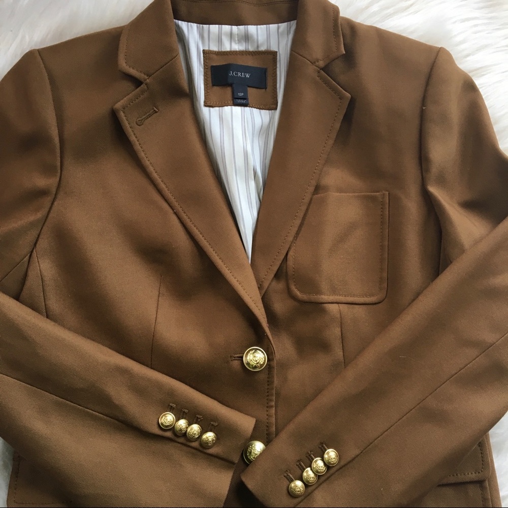J Crew wool Rhodes classic camel blazer 12P
